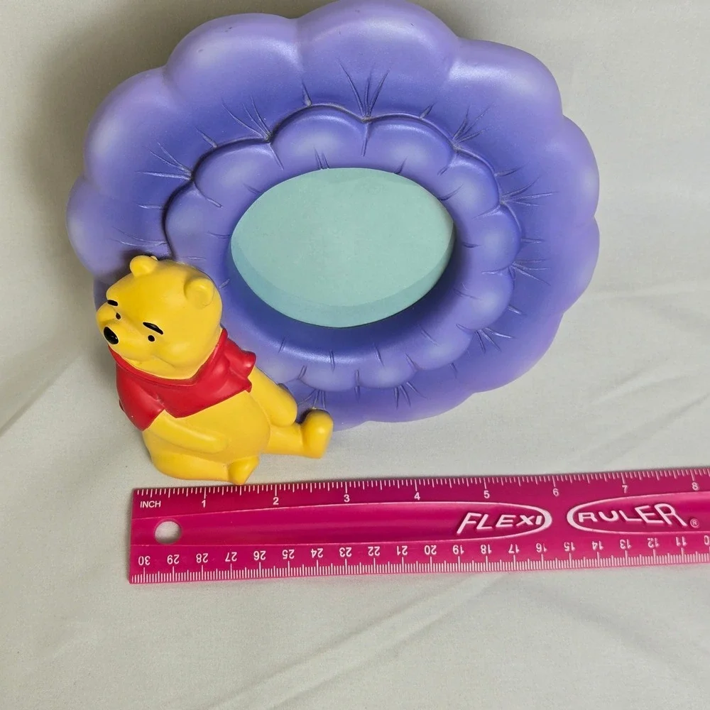 Disney Store Winnie The Pooh 3D Picture Frame Purple Flower Shape Vintage 6.5